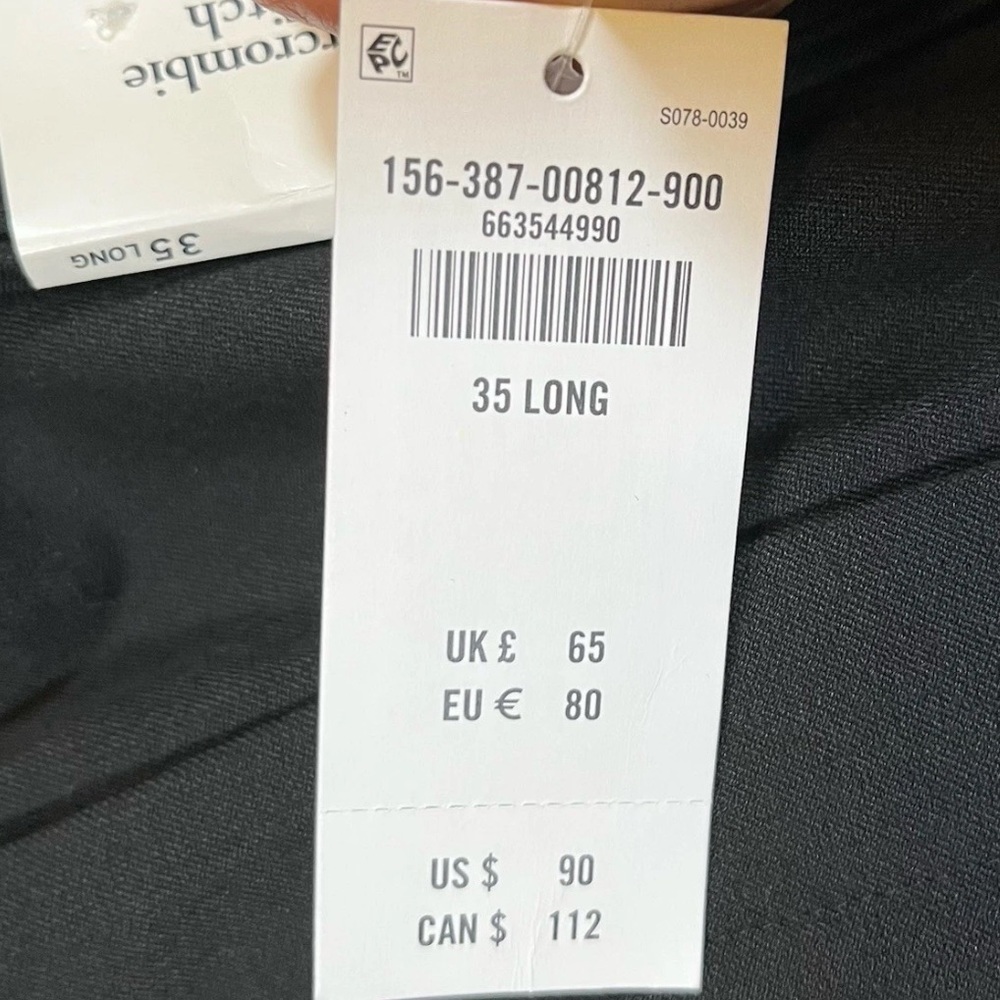 NWT Abercrombie & Fitch Black Slim Boot Pants Trousers 35 Long - Picture 10 of 12